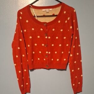 Forever 21 Red and White/Cream Polka Dot Cardigan